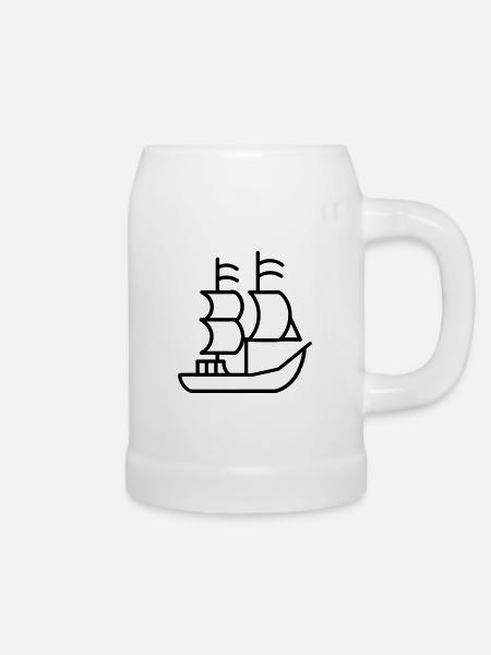 Piratenschiff - Bierkrug - Weiß
