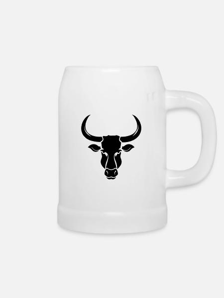 Stier - Bierkrug - Weiß