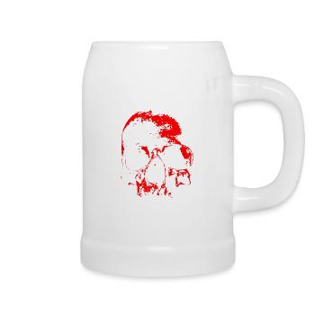 Roter Schädel Kontrast - Bierkrug - Weiß - Rechts