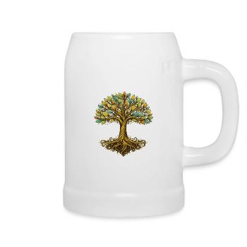 Arbre de vie stylisé – Harmonie naturelle - Chope en céramique - blanc - Droite
