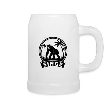 singe - Chope en céramique - blanc - Droite