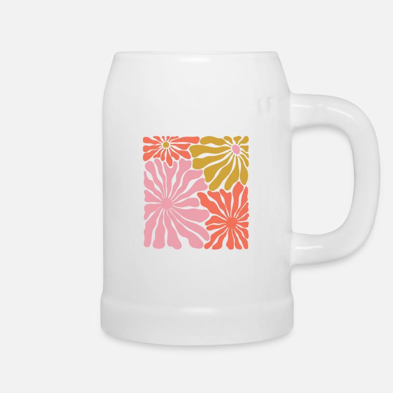 Frühlingsblüten Pop-Art Muster - Bierkrug - Weiß