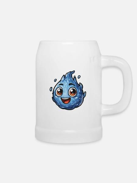 Kawaii Wassertropfen Smile - Bierkrug - Weiß