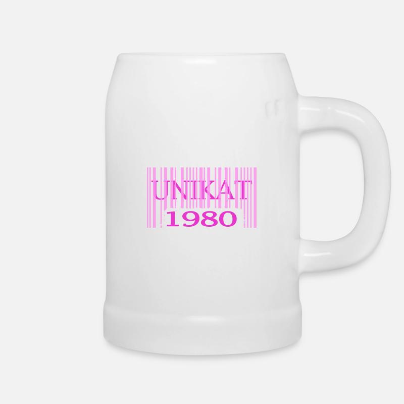 1980 geburtstag seltenes unikat rosa barcode - Bierkrug - Weiß