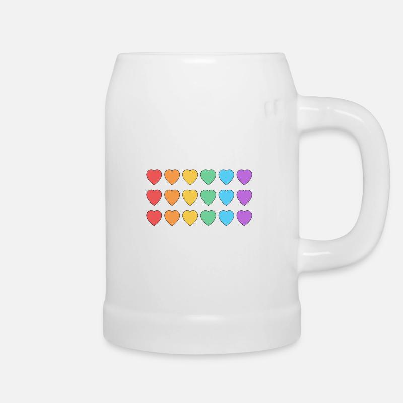 Rainbow Hearts LGBT Pride - Beer Mug - white