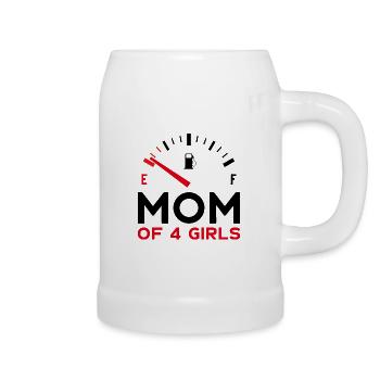 MOM OF 4 GIRLS - Bierkrug - Weiß - Rechts