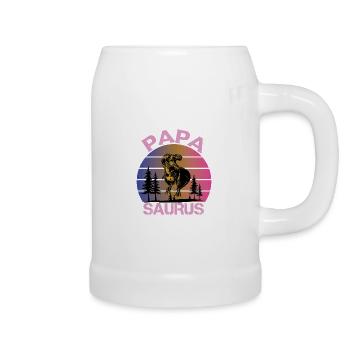 Papasaurus Fête des Pères Dinosaure T-Rex Idée Cadeau - Chope en céramique - blanc - Droite