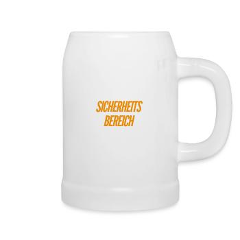 hier ist ein gesicherter Bereich - Bierkrug - Weiß - Rechts