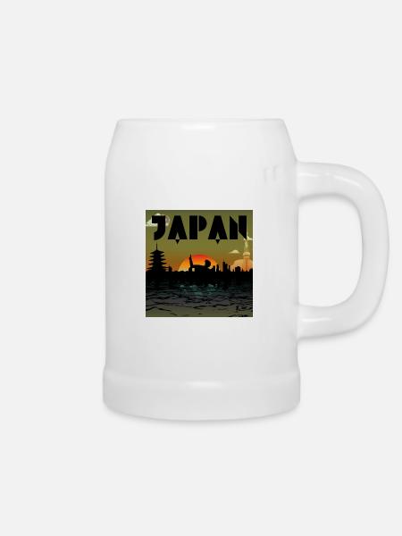 Retro Japan Disco Skyline - Bierkrug - Weiß