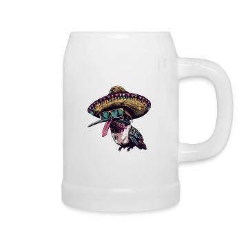 Colibri Oiseau Drôle Sombrero - Chope en céramique - blanc - Droite