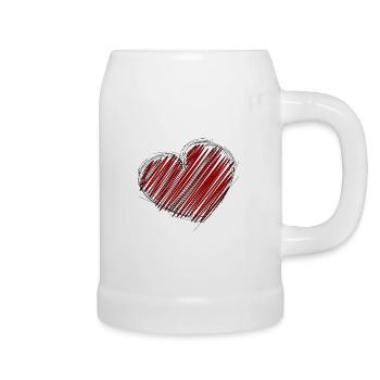 HERZ. HERZ. HEILIGER VALENTINSTAG. LIEBE. LIEBE. WEIHNACHTEN - Bierkrug - Weiß - Rechts