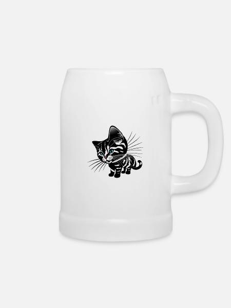 Katze - Bierkrug - Weiß