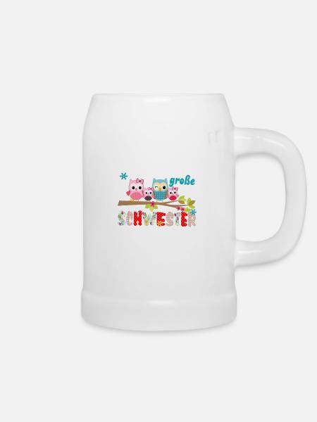große Schwester Vogelfamilie - Bierkrug - Weiß