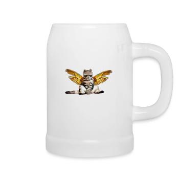 Waschbär Katze - Bierkrug - Weiß - Rechts