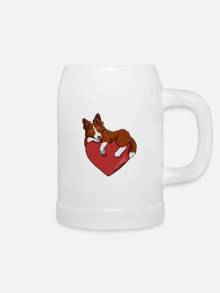 Border-Collie-Rot - Bierkrug - Weiß