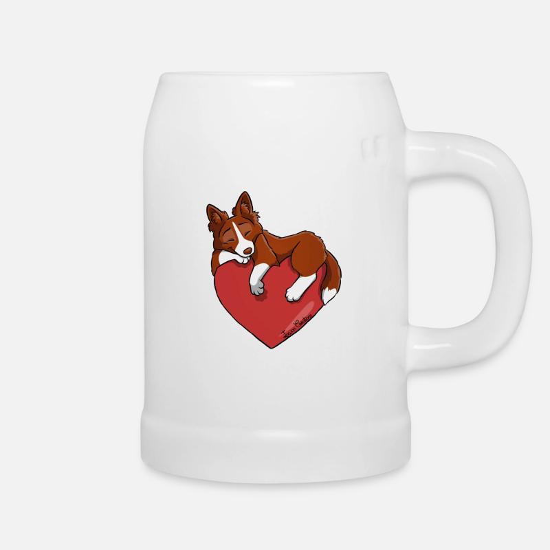 Border-Collie-Rot - Bierkrug - Weiß