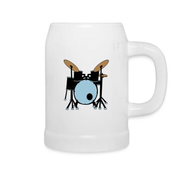 Schlagzeug Instrument Geschenkidee Musik Band - Bierkrug - Weiß - Rechts