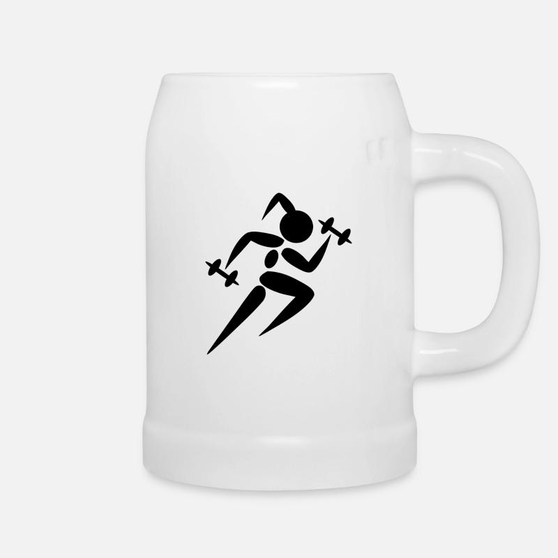 Frau Kurzhantel Hantel Training GYM - Bierkrug - Weiß