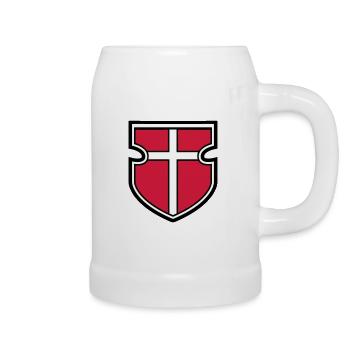 coat of arms shield knight crusader crusade cross go - Beer Mug - white - Right