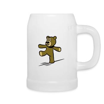 Teddy bear balance rope dance - Beer Mug - white - Right