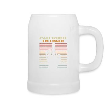 Zwei Worte Ein Finger Mittelfinger Fuck You Retro - Bierkrug - Weiß - Rechts