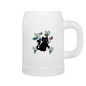 Chat Chats Enfants Nature Printemps Fleurs Fantaisie - Chope en céramique - blanc - Droite
