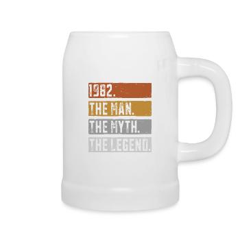 Born 1982 Man Myth Legend Birthday - Beer Mug - white - Right