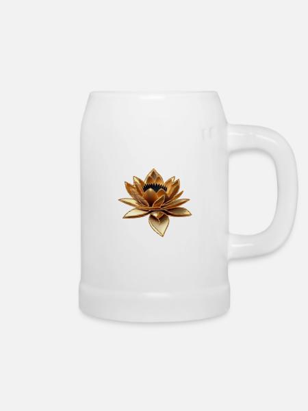 Lotusblume - Bierkrug - Weiß