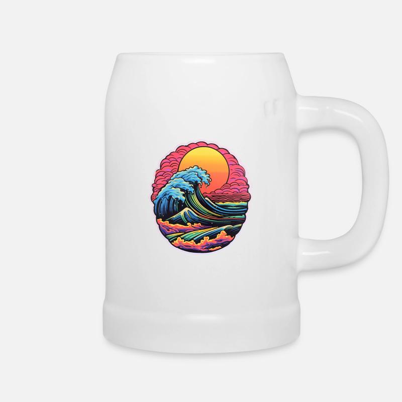 Regenbogen-Welle - Bierkrug - Weiß