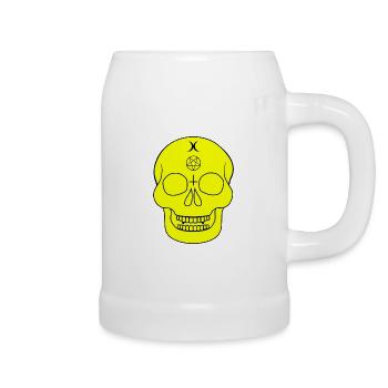 Yellow skull with occult symbols - Beer Mug - white - Right