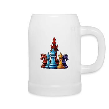 Schach / Figuren / Strategie / Denksport / Nerd - Bierkrug - Weiß - Rechts