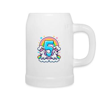 Unicorns for five year old girl - Beer Mug - white - Right