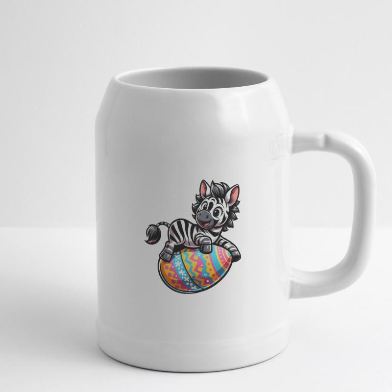 Easter Zebra Easter Egg Comic Beer Mug