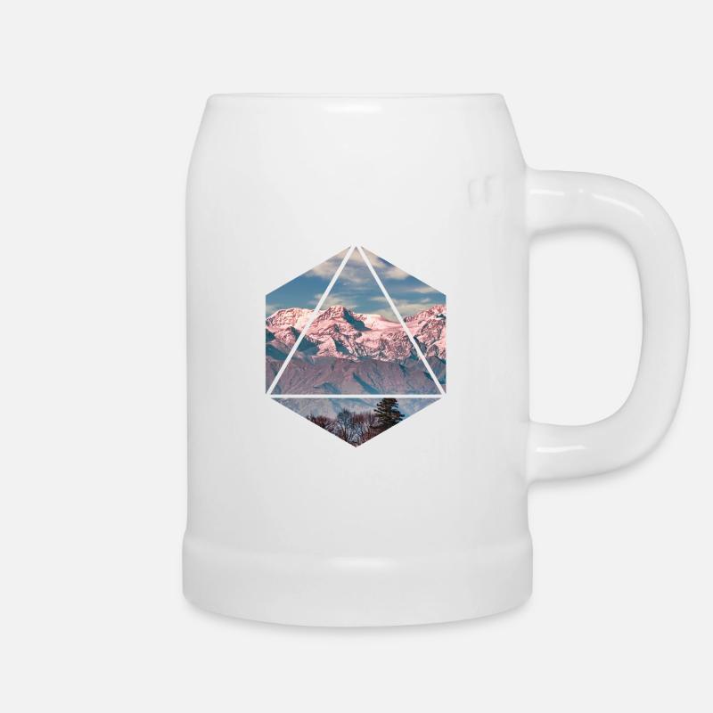 Geometric Alpine Panorama Alps Mountains - Beer Mug - white