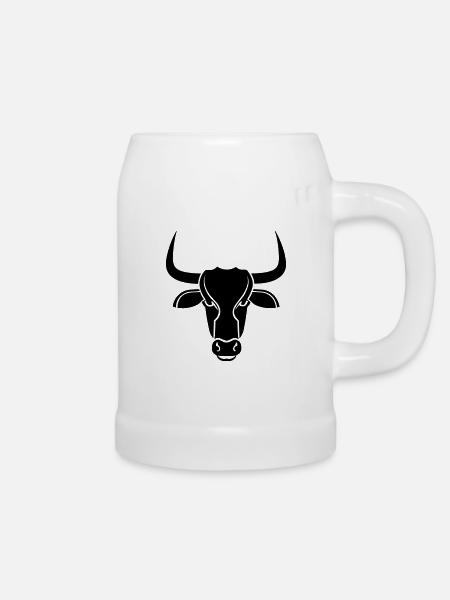 Stier - Bierkrug - Weiß