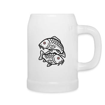 Icône de poisson carpe - Chope en céramique - blanc - Droite