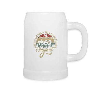 63. Geburtstag September 1962 - 63 Jahre alt - Bierkrug - Weiß - Rechts
