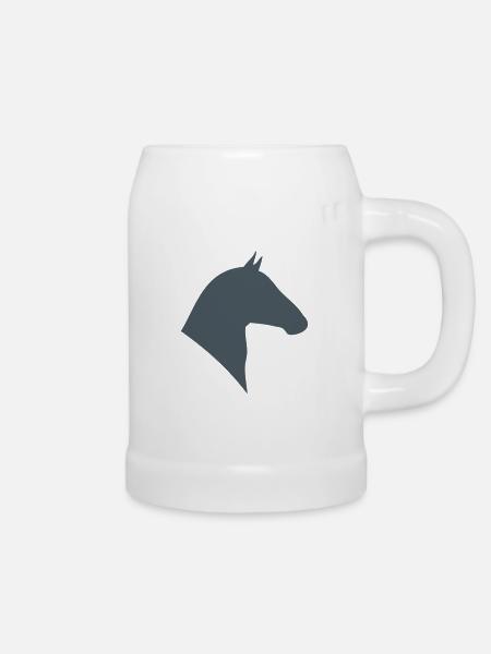 Minimalistischer Pferdekopf Silhouette - Bierkrug - Weiß