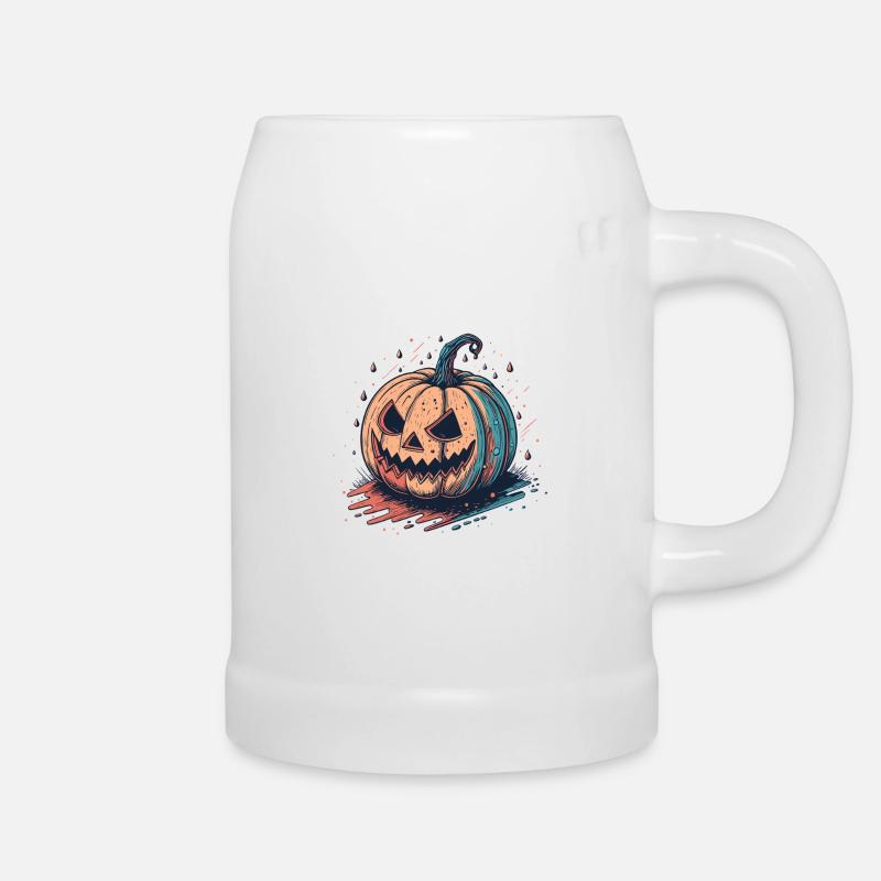 Kürbis Neon Halloween JackoLantern - Bierkrug - Weiß