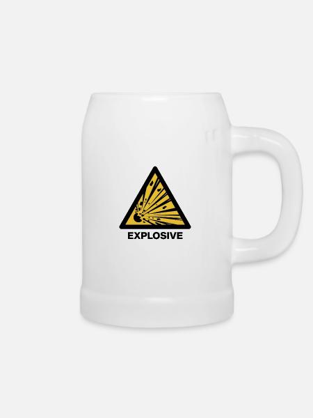 Explosive Warnzeichen Funshirt - Bierkrug - Weiß