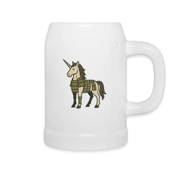 Samurai Armor Unicorn Warrior Fantasy Design - Beer Mug - white - Right