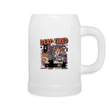 Dead tired coffee skeleton kitchen setting - Beer Mug - white - Right