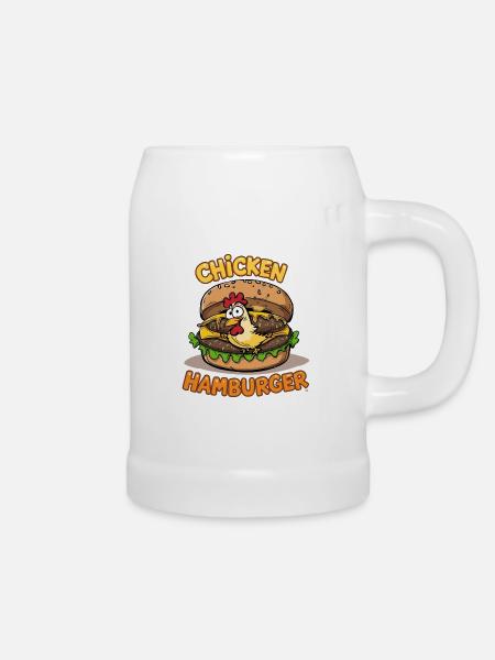 Chicken-Burger-Cartoon-Design - Bierkrug - Weiß