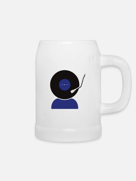 Schallplatten Kopf - Bierkrug - Weiß