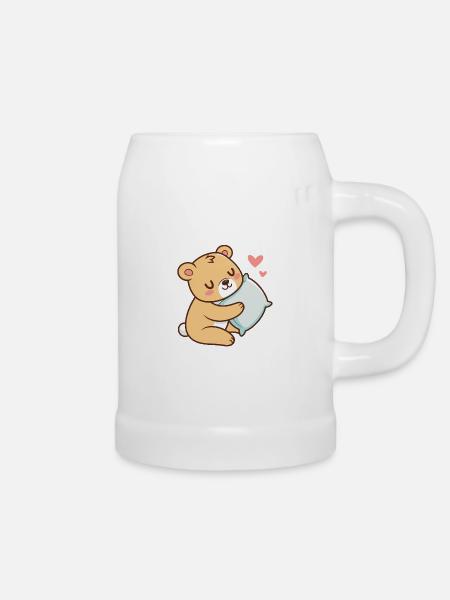 Weicher Kuschel-Teddybär - Bierkrug - Weiß