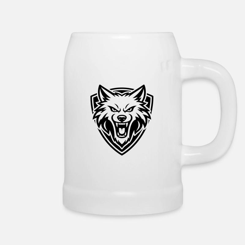 Wolf Head Coat of Arms - Beer Mug - white