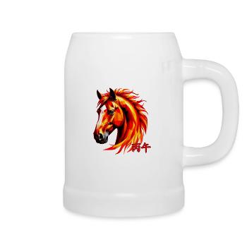 Blazing Horse Zodiac Polygon Art - Beer Mug - white - Right