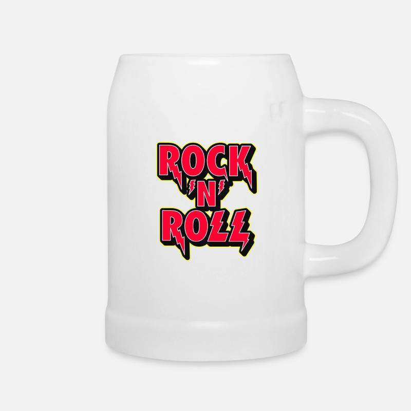 Rock 'N' Roll 3D Logo - Beer Mug - white