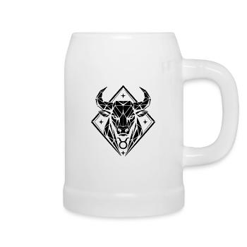 Taureau géométrique - Force pure - Signe du zodiaque Taureau - Chope en céramique - blanc - Droite