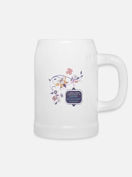 Blumenrahmen Dankesbotschaft Oma - Bierkrug - Weiß